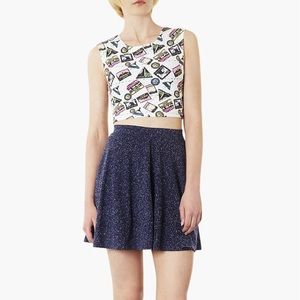 Topshop Andie Speckled Blue Skater Skirt